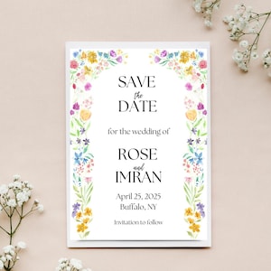 Watercolor Floral Save the Date Template