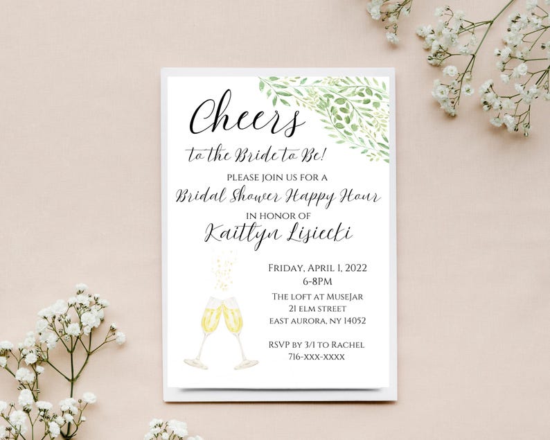 Bridal Shower Happy Hour Invitation Template Etsy