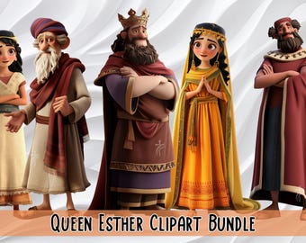 Queen Esther Clipart Bundle | Digital Download | Biblical Illustrations for Religious Crafts, Teaching, and DIY Projects