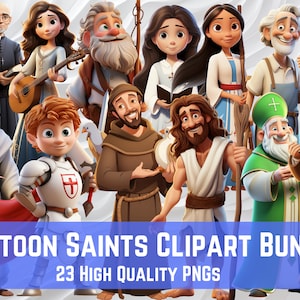 Cartoon Saint Clipart Bundle Part 1, Instant Download, PNG