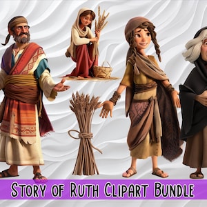 Die Geschichte der Ruth Clipart Bundle | Digitaler Download | Biblische Illustrationen für religiöses Basteln, Lehren und DIY-Projekte