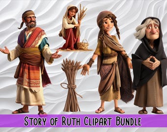 The Story of Ruth Clipart Bundle | Digital Download | Biblical Illustrations for Religious Crafts, Teaching, and DIY Projects