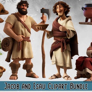Pacchetto Clipart di Giacobbe ed Esaù / Download digitale / Illustrazioni bibliche per progetti di artigianato, insegnamento e fai da te