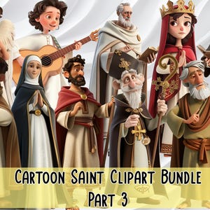 Pacchetto di clipart di santi dei cartoni animati, parte 3 / Download digitale / Illustrazioni religiose divertenti e stimolanti per progetti di artigianato, insegnamento e fai da te