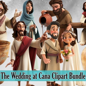 The Wedding at Cana Clipart Bundle, Instant Download, New Testament Biblical Clipart, Jesus Miracle