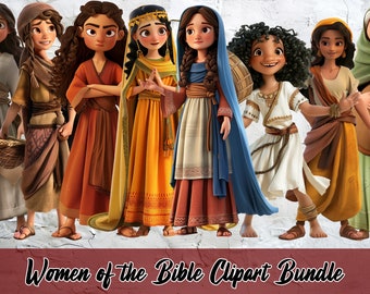 Women of the Bible Clipart Bundle - Part 1, Cartoon Images, Bible Stories, Instant Download