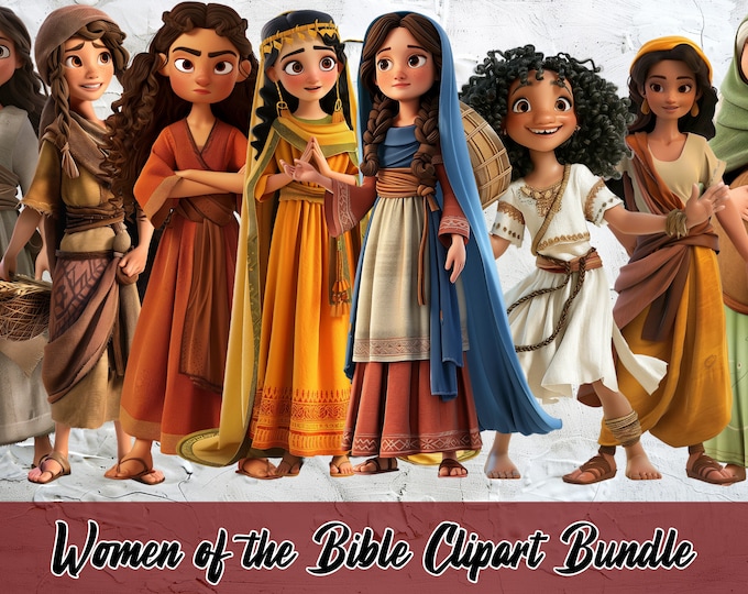 Cartoon Ruth Women of the Bible Clip Art Bundle Ruth, Queen Esther, Mary, Samaritan ...