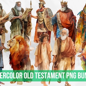 Aquarel oudtestamentische png-bundel, bijbelfiguren, instant download