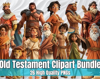 Old Testament Clipart Bundle Part 1, Cartoon Images, Bible Stories, Instant Download