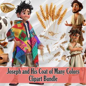 Joseph und sein Mantel vieler Farben, Clipart Bundle, Bibelgeschichten, Sofortdownload