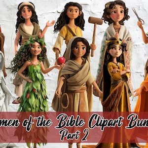 Women of the Bible Clipart Bundle Part 2, Cartoon Images, Bible Stories, Instant Download, Biblical Clipart, Bible Characters, Digital