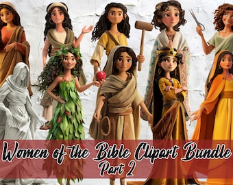 Women of the Bible Clipart Bundle Part 2, Cartoon Images, Bible Stories, Instant Download, Biblical Clipart, Bible Characters, Digital