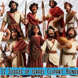 12 Richter der Israel, Clipart Bund | Digitaler Download | Biblische Illustrationen für religiöses Basteln, Lehren und DIY-Projekte