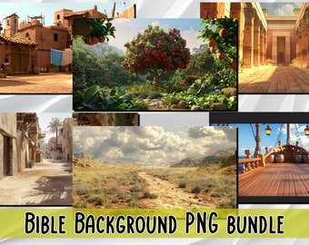 Bible Backgrounds PNG Bundle, Bible Stories, Instant Download, Biblical Scenes, Bible Settings, Digital Download, Lesson Back drops