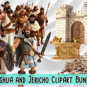 Joshua und Jericho Clipart Bundle, Bibelgeschichten, Sofortdownload, Bibelfiguren, Digitaler Download, Rahab und die israeliten