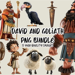 David and Goliath PNG Bundle, Bible Stories, Instant Download