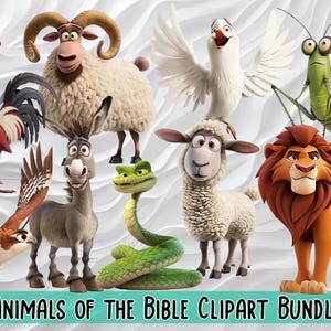 Pacchetto di clipart di animali della Bibbia / 66 immagini PNG / Download digitale per progetti di artigianato, insegnamento e religiosi