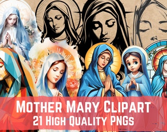 Mãe Maria Clipart - Virgem Maria PNG Pacote, Download Instantâneo