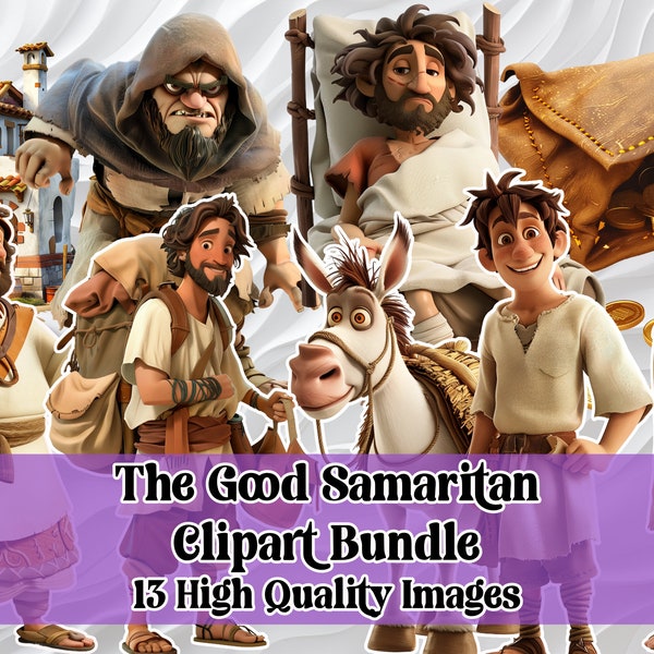 The Good Samaritan Parable PNG Bundle, Bible Stories, Instant Download