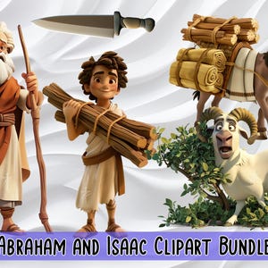 Abraham und Isaak Clipart Bundle | Digitaler Download | Biblische Illustrationen für religiöses Basteln, Lehren und DIY-Projekte