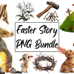 Ostergeschichte PNG Bundle, Jesus Auferstehung Clipart, digitaler Download