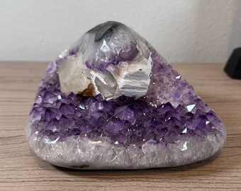 beautiful druzy amethyst geode with calcite from Brazil