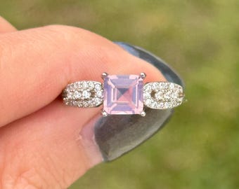 natural lavender milky amethyst adjustable ring 925 sterling silver gift for mom girlfriend wife her birthstone