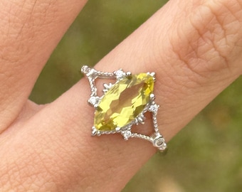 natural citrine ring 925 sterling silver gift for her wife girlfriend mom