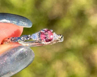 Natural Tourmaline pink 925 sterling silver adjustable ring