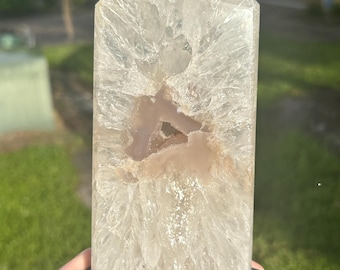 Big Natural Druzy Agate Crystal Tower - Healing Energy and Boho Decor