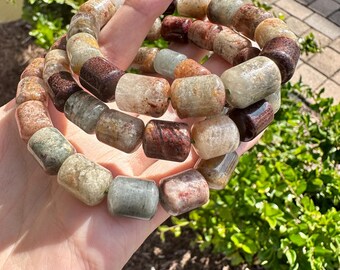 natural phantom quartz lodolite beaded bracelet 9x12mm
