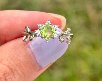 Natürliche Peridot 925 Sterling Silber verstellbar Ring Herz zierlich