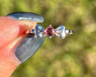 Natural Tourmaline pink 925 sterling silver adjustable ring