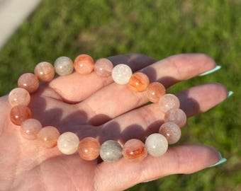 natural high grade Rutilated Quartz rabbit hair quartz beaded bracelet 9mm