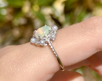 natural opal adjustable ring