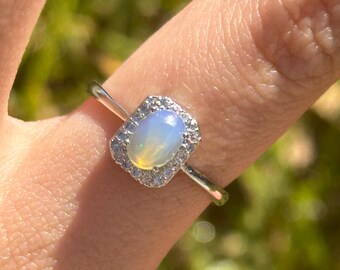 natural opal adjustable ring
