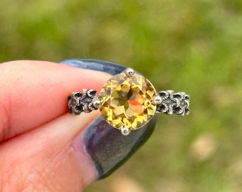 natural vintage style citrine ring 925 sterling silver gift for her wife girlfriend mom