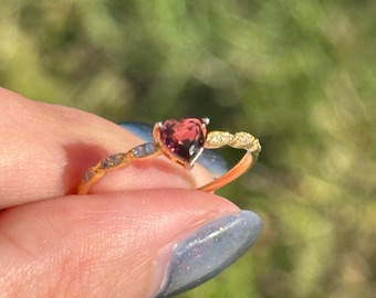 Natural Tourmaline purple 925 sterling silver adjustable ring dainty