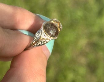 high grade vintage style natural super seven 925 sterling silver adjustable ring