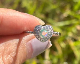 natural opal adjustable ring