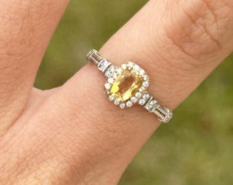 natural citrine ring 925 sterling silver gift for her wife girlfriend mom