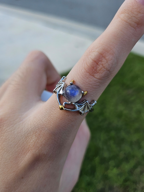 Labradorite little devil silver plated ring - image 1