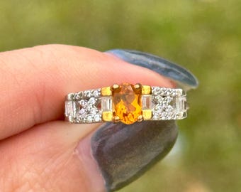 natural citrine ring 925 sterling silver gift for her wife girlfriend mom