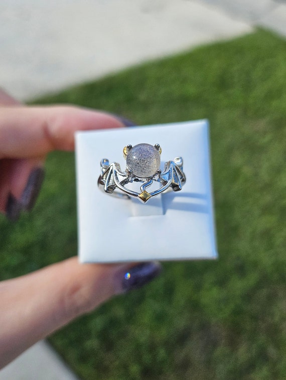 Labradorite little devil silver plated ring - image 2