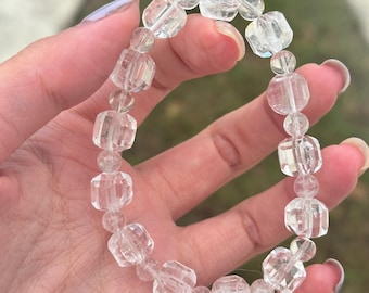 Natural facet clear quartz beaded bracelet