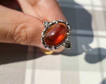 Anillo ajustable de plata de ley 925 con granate vintage