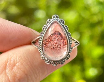 high grade vintage style natural super seven 925 sterling silver adjustable ring gift for her him chakra