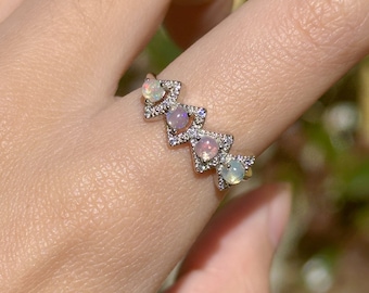 natural opal adjustable ring