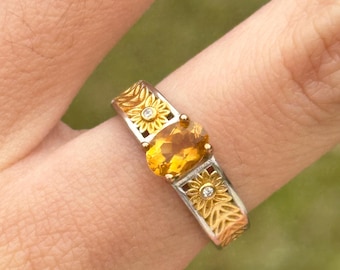 natural citrine ring 925 sterling silver gift for her wife girlfriend mom