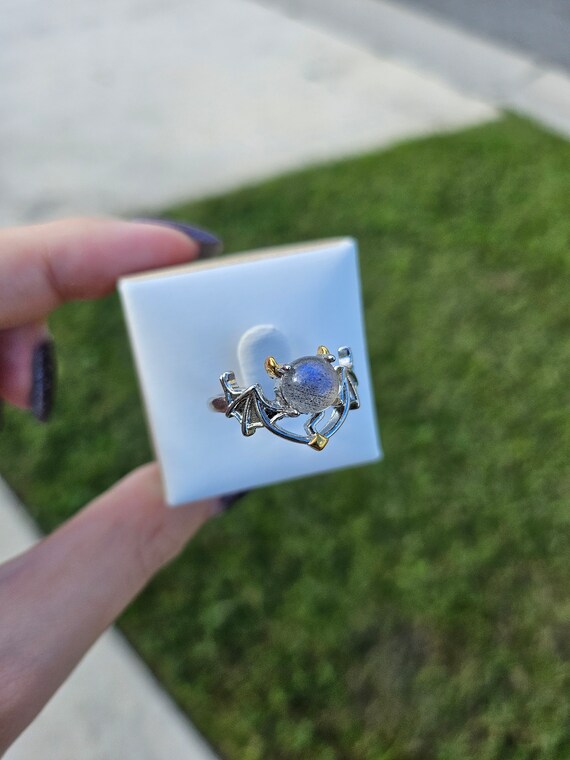 Labradorite little devil silver plated ring - image 5